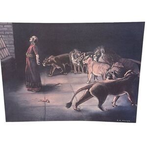 Daniel in the Lion’s Den Print R.G. Hampe 9x12.5 Christian Art Bible